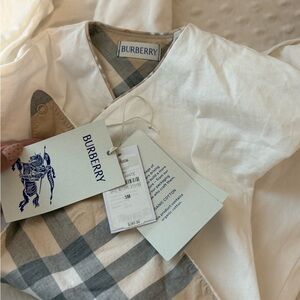 Burberry Infant Wrap Top in Cream and Tan